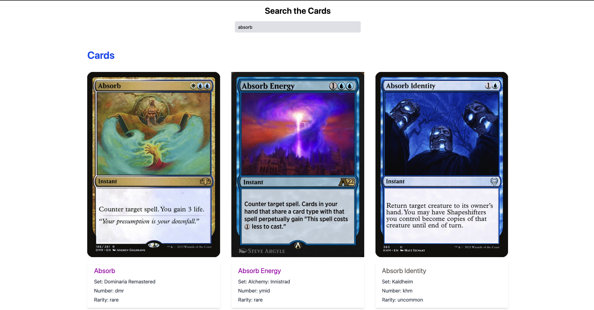 Skryfall (Card Game) API preview